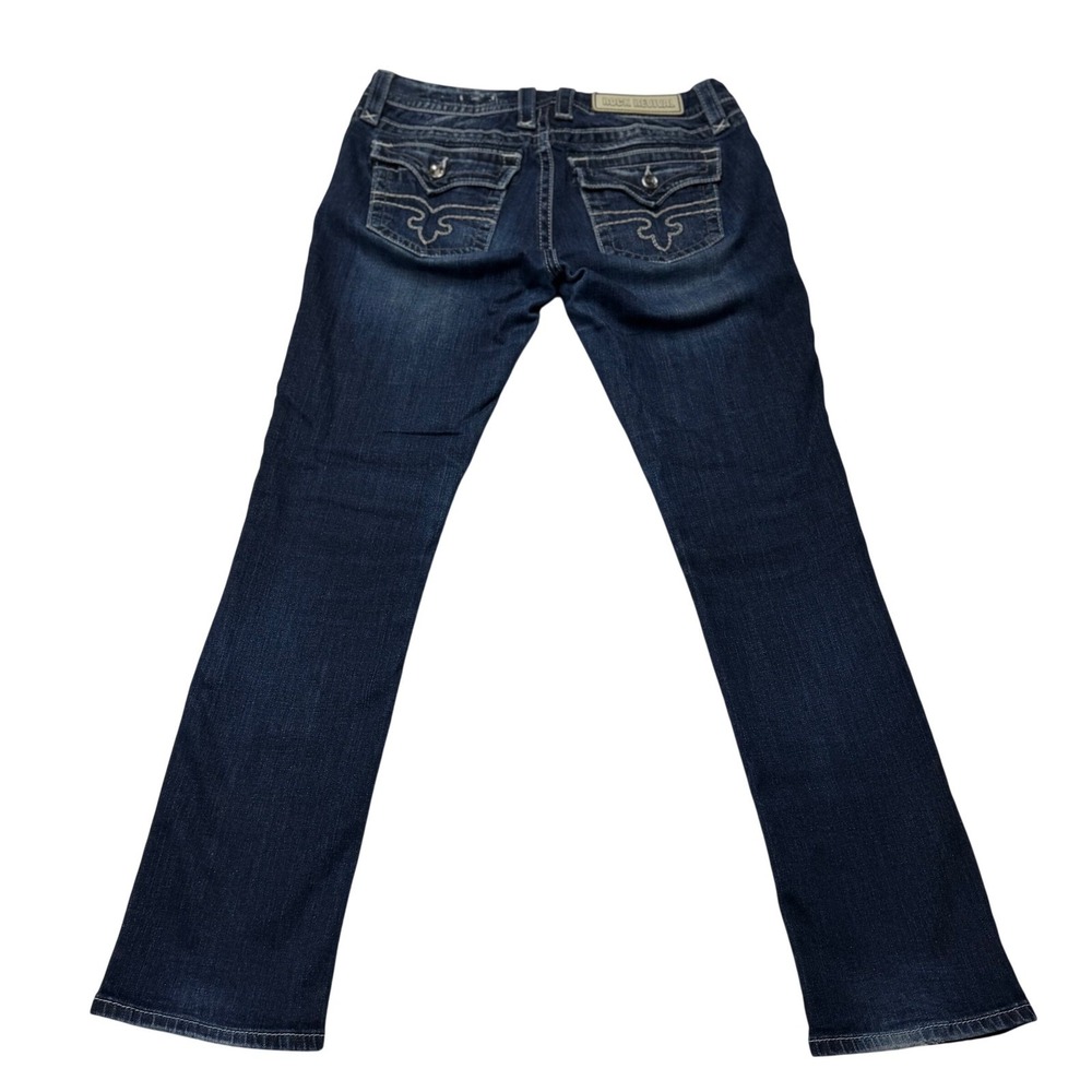 Rock Revival Womens Jessica Skinny Jeans Dark Wash Crystal Flap Pocket 29 Y2K - Picture 3 of 11